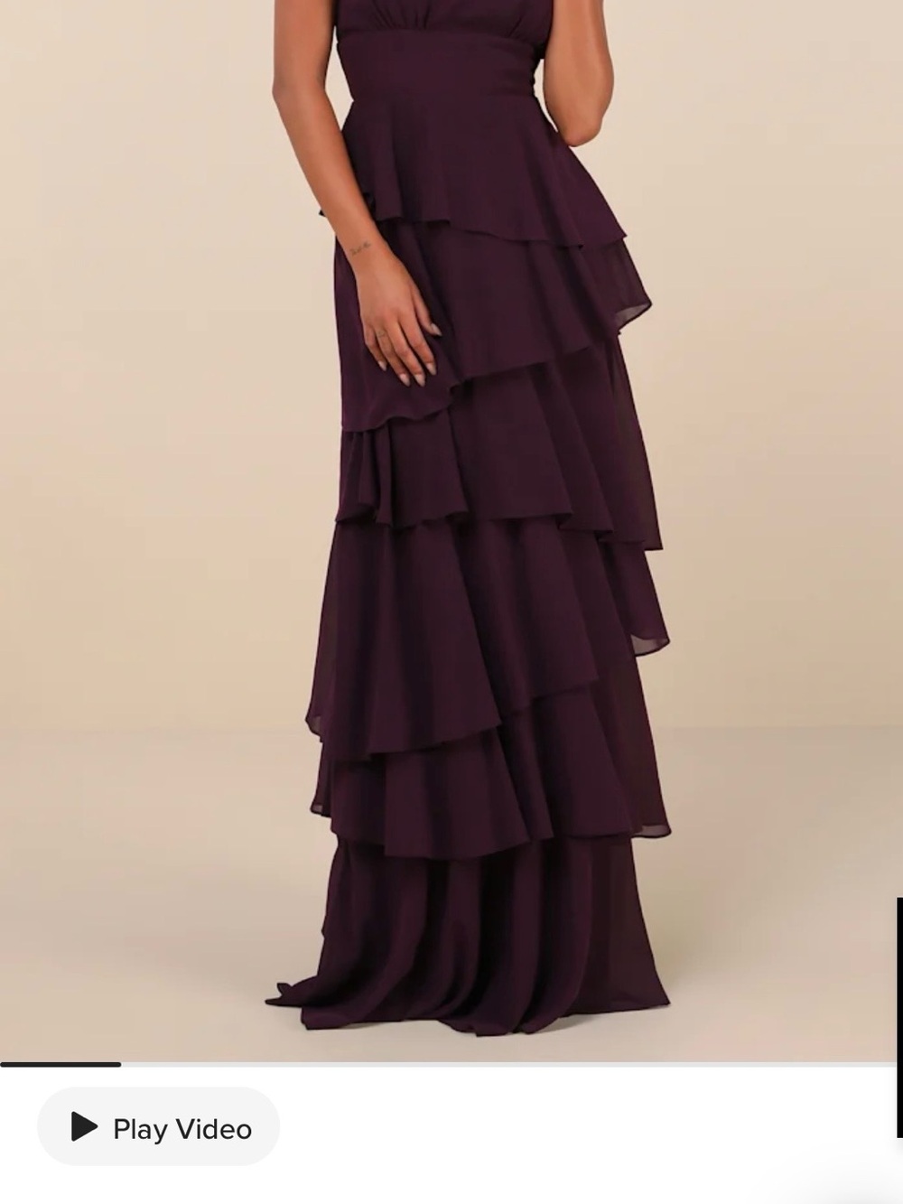 Lulu's Strapless Tiered Chiffon Maxi Dress in Plum
